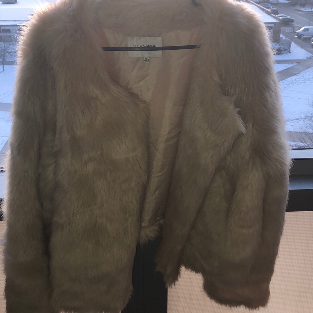 Off white fur coat
